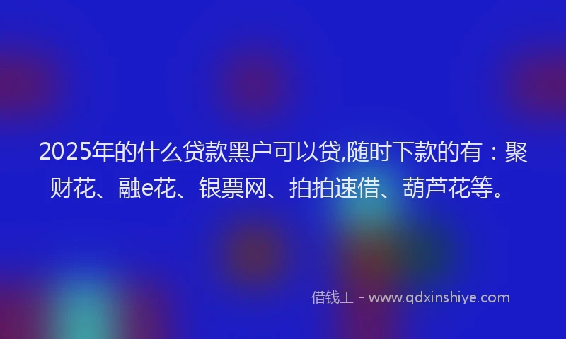 2025年的什么贷款黑户可以贷,随时下款的有：聚财花、融e花、银票网、拍拍速借、葫芦花等。
