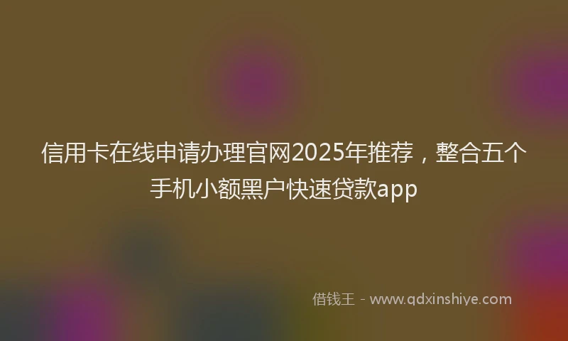 信用卡在线申请办理官网2025年推荐,整合五个手机小额黑户快速贷款app