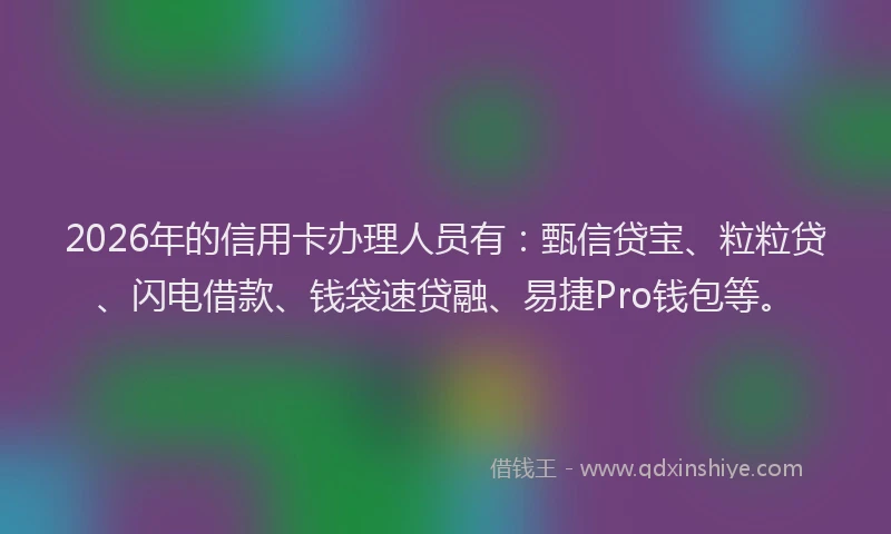 2026年的信用卡办理人员有：甄信贷宝、粒粒贷、闪电借款、钱袋速贷融、易捷Pro钱包等。