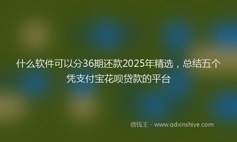 什么软件可以分36期还款2025年精选，总结五个凭支付宝花呗贷款的平台