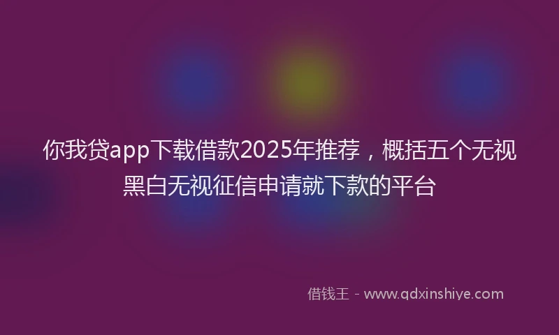 你我贷app下载借款2025年推荐，概括五个无视黑白无视征信申请就下款的平台