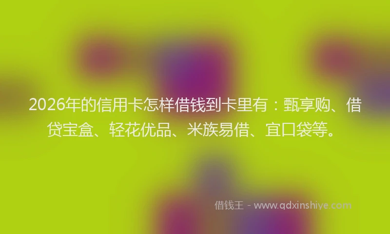 2026年的信用卡怎样借钱到卡里有:甄享购、借贷宝盒、轻花优品、米族易借、宜口袋等。