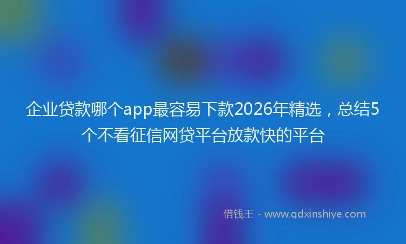 企业贷款哪个app最容易下款2026年精选，总结5个不看征信网贷平台放款快的平台