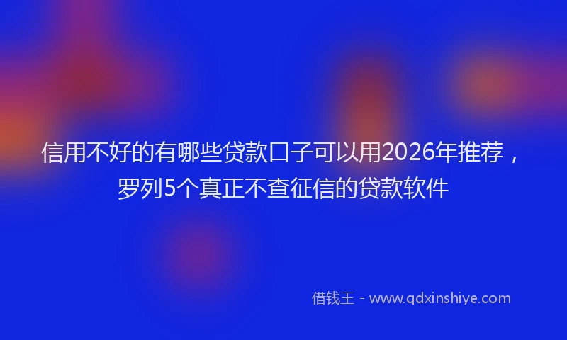 信用不好的有哪些贷款口子可以用2026年推荐，罗列5个真正不查征信的贷款软件