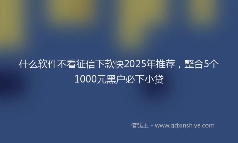什么软件不看征信下款快2025年推荐，整合5个1000元黑户必下小贷