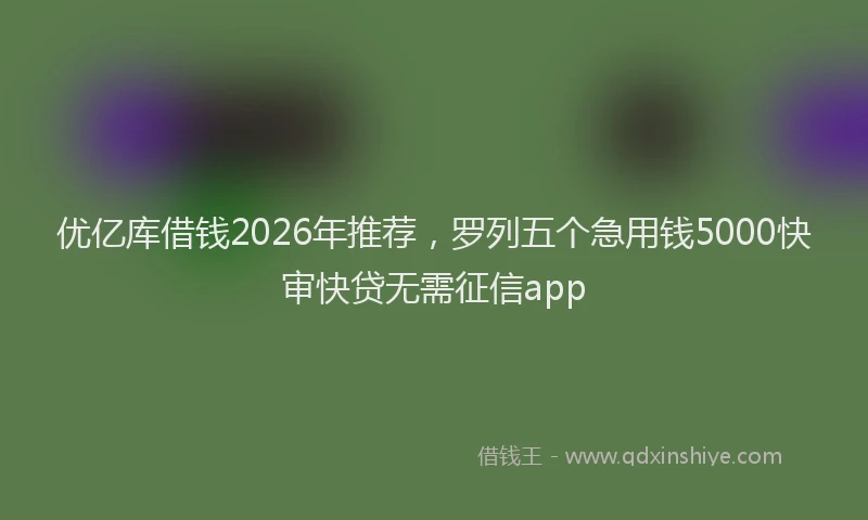 优亿库借钱2026年推荐，罗列五个急用钱5000快审快贷无需征信app