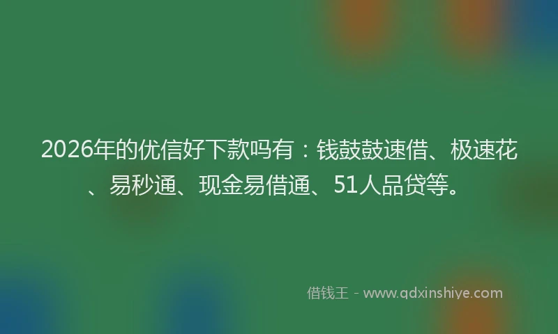 2026年的优信好下款吗有：钱鼓鼓速借、极速花、易秒通、现金易借通、51人品贷等。