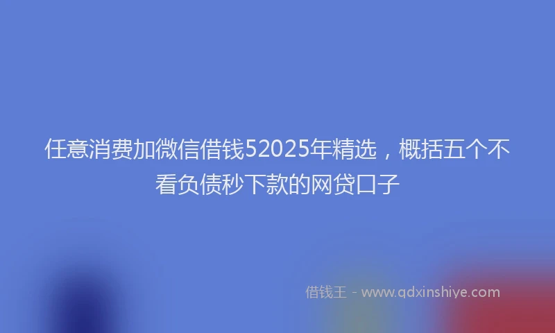 任意消费加微信借钱52025年精选，概括五个不看负债秒下款的网贷口子