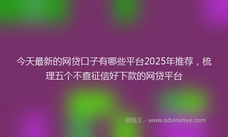 今天最新的网贷口子有哪些平台2025年推荐，梳理五个不查征信好下款的网贷平台