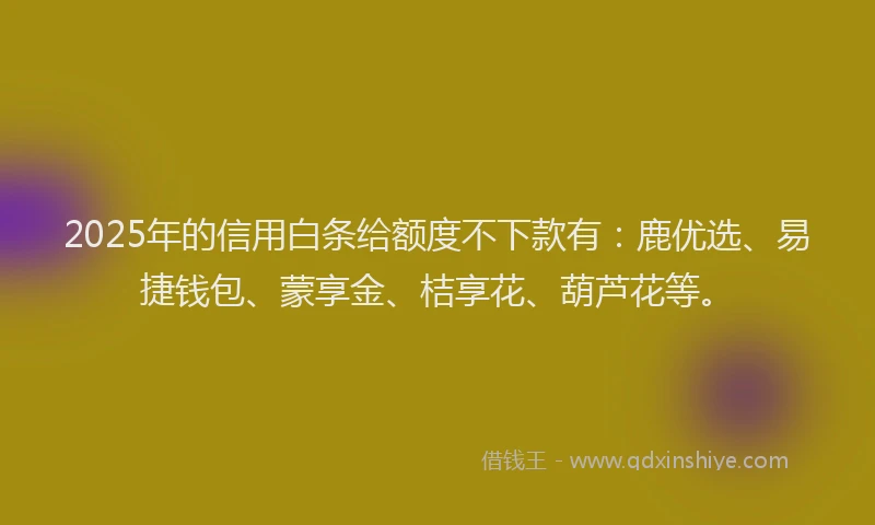 2025年的信用白条给额度不下款有：鹿优选、易捷钱包、蒙享金、桔享花、葫芦花等。