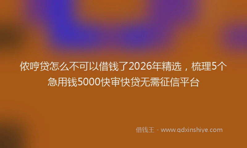 侬哼贷怎么不可以借钱了2026年精选，梳理5个急用钱5000快审快贷无需征信平台