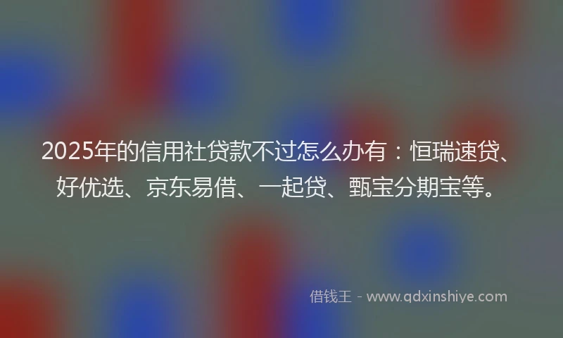 2025年的信用社贷款不过怎么办有：恒瑞速贷、好优选、京东易借、一起贷、甄宝分期宝等。