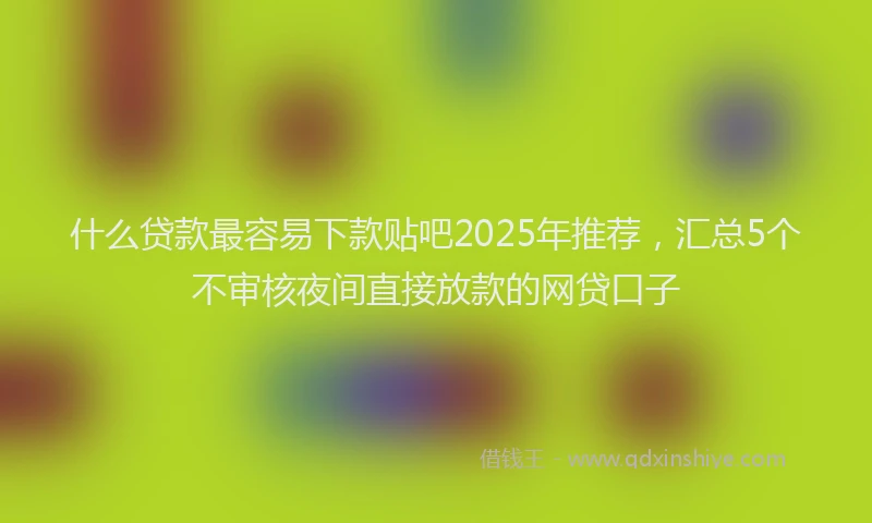 什么贷款最容易下款贴吧2025年推荐，汇总5个不审核夜间直接放款的网贷口子