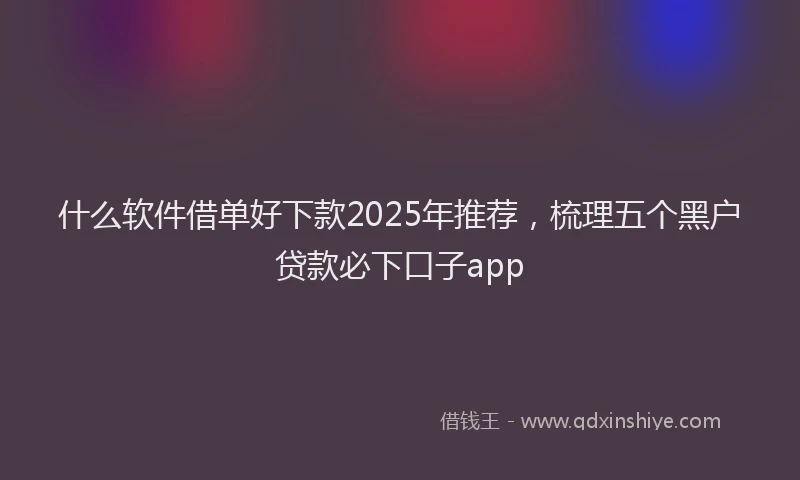 什么软件借单好下款2025年推荐，梳理五个黑户贷款必下口子app