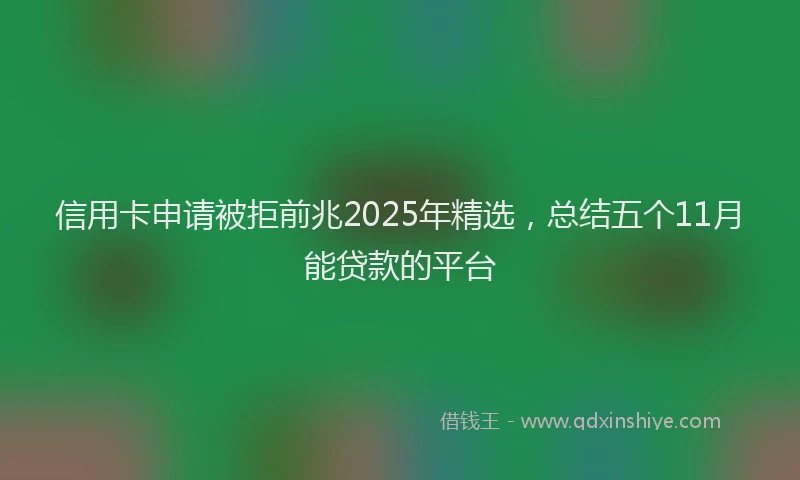 信用卡申请被拒前兆2025年精选,总结五个11月能贷款的平台