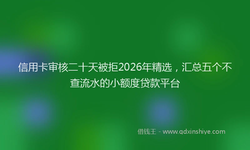 信用卡审核二十天被拒2026年精选，汇总五个不查流水的小额度贷款平台
