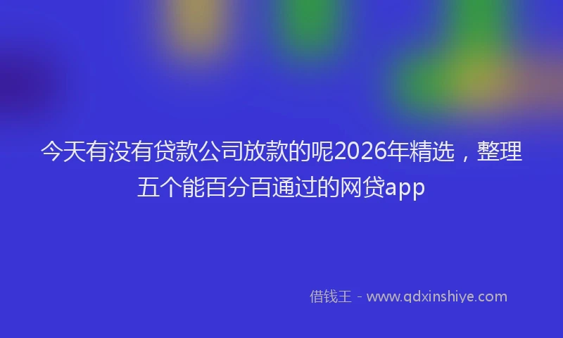 今天有没有贷款公司放款的呢2026年精选，整理五个能百分百通过的网贷app