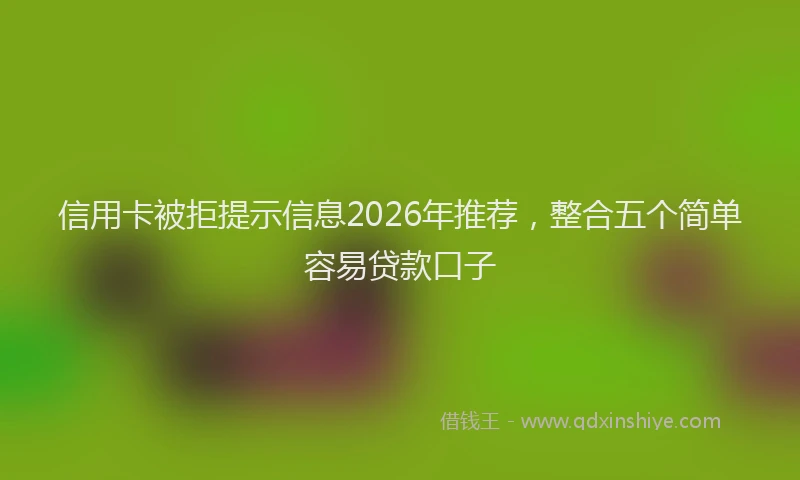 信用卡被拒提示信息2026年推荐，整合五个简单容易贷款口子