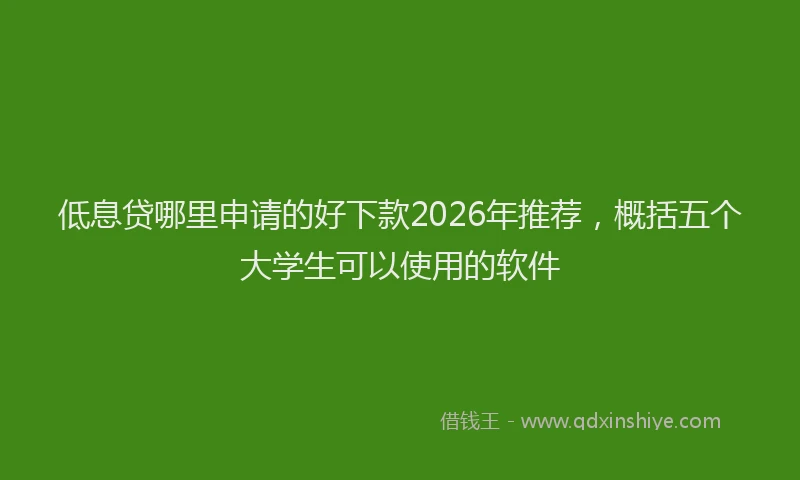 低息贷哪里申请的好下款2026年推荐，概括五个大学生可以使用的软件