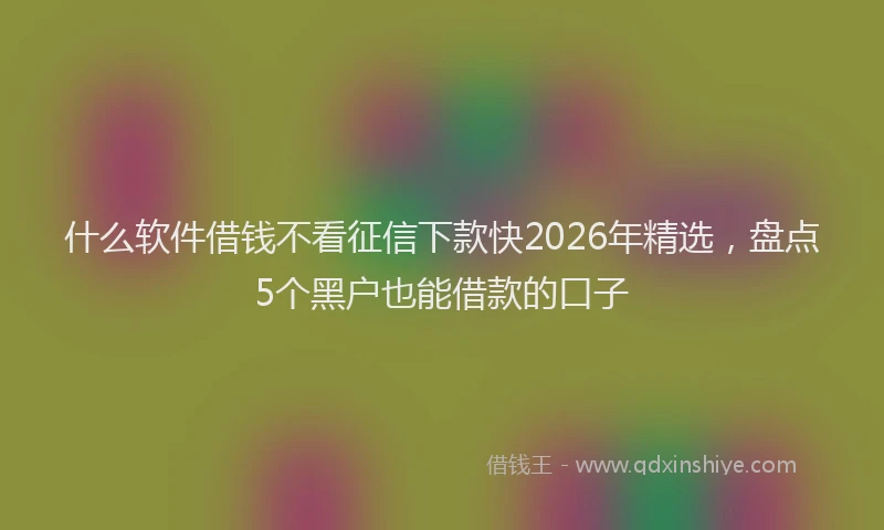 什么软件借钱不看征信下款快2026年精选，盘点5个黑户也能借款的口子