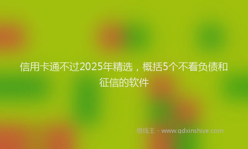 信用卡通不过2025年精选，概括5个不看负债和征信的软件