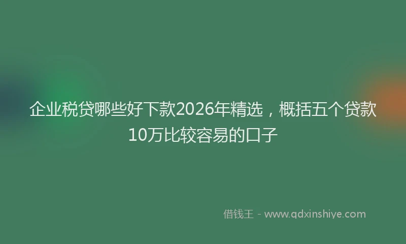 企业税贷哪些好下款2026年精选，概括五个贷款10万比较容易的口子