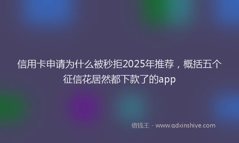 信用卡申请为什么被秒拒2025年推荐，概括五个征信花居然都下款了的app