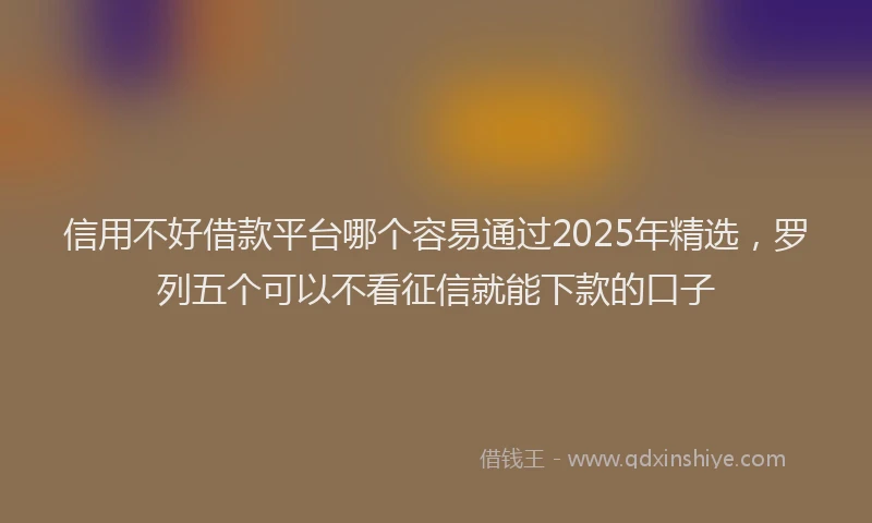 信用不好借款平台哪个容易通过2025年精选，罗列五个可以不看征信就能下款的口子