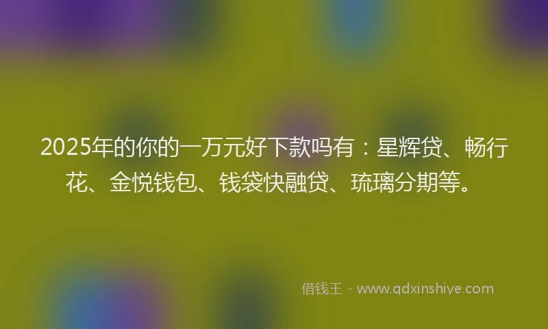 2025年的你的一万元好下款吗有:星辉贷、畅行花、金悦钱包、钱袋快融贷、琉璃分期等。