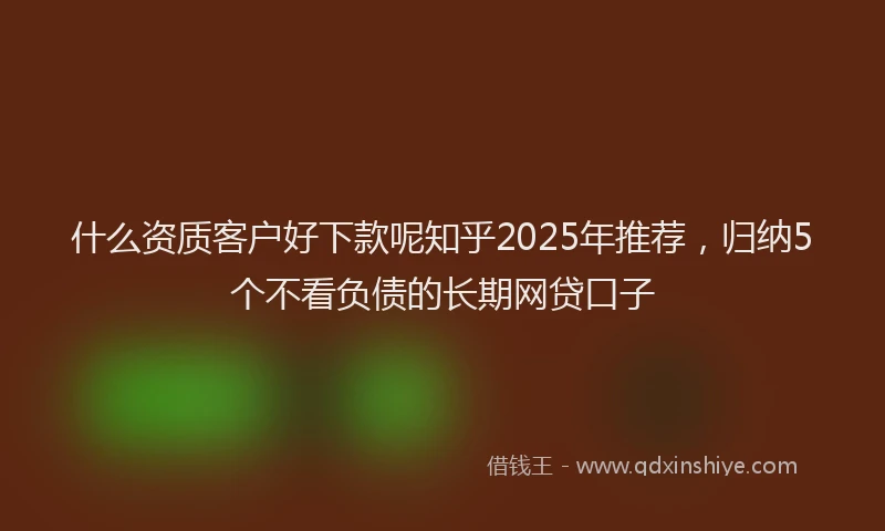 什么资质客户好下款呢知乎2025年推荐，归纳5个不看负债的长期网贷口子