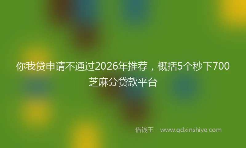 你我贷申请不通过2026年推荐，概括5个秒下700芝麻分贷款平台