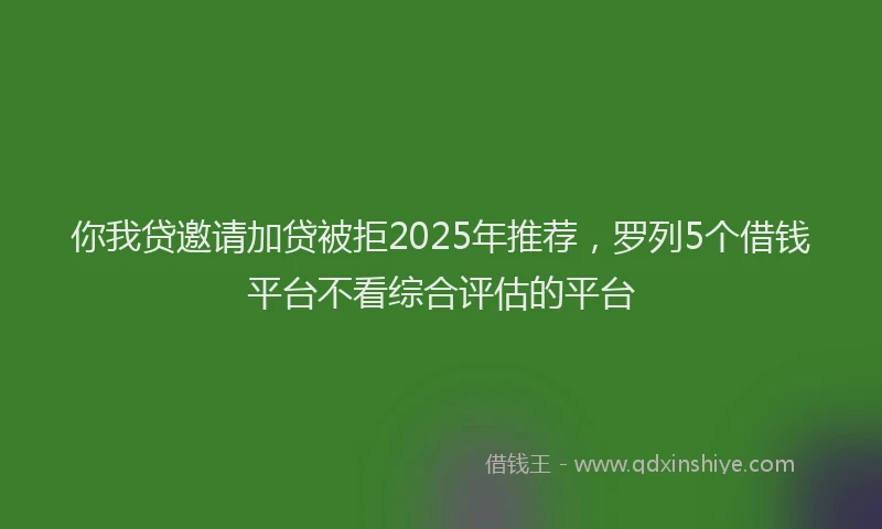 你我贷邀请加贷被拒2025年推荐，罗列5个借钱平台不看综合评估的平台