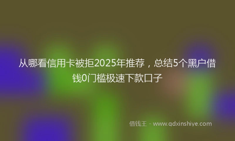 从哪看信用卡被拒2025年推荐，总结5个黑户借钱0门槛极速下款口子