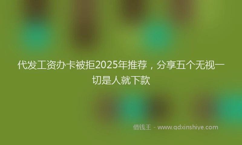 代发工资办卡被拒2025年推荐，分享五个无视一切是人就下款