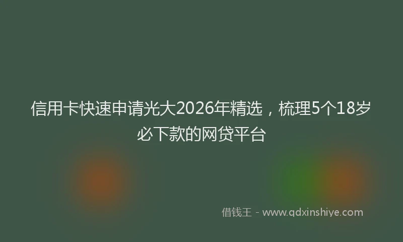 信用卡快速申请光大2026年精选,梳理5个18岁必下款的网贷平台