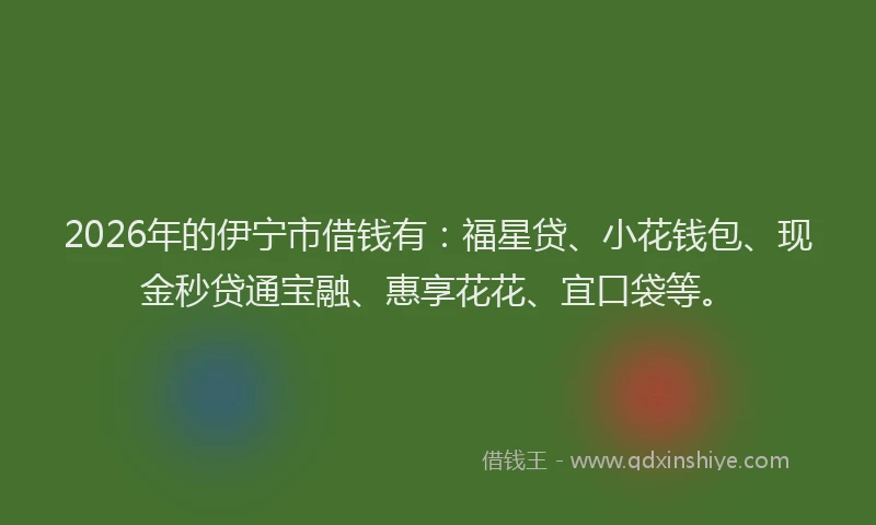 2026年的伊宁市借钱有：福星贷、小花钱包、现金秒贷通宝融、惠享花花、宜口袋等。