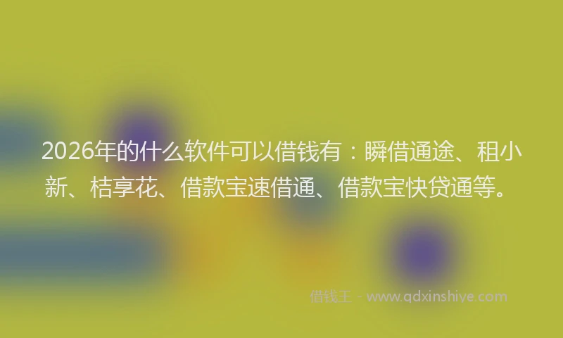 2026年的什么软件可以借钱有：瞬借通途、租小新、桔享花、借款宝速借通、借款宝快贷通等。
