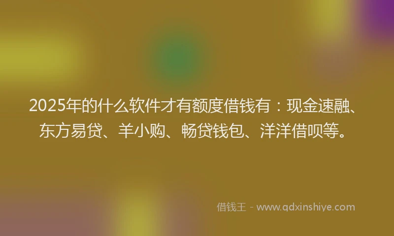 2025年的什么软件才有额度借钱有：现金速融、东方易贷、羊小购、畅贷钱包、洋洋借呗等。
