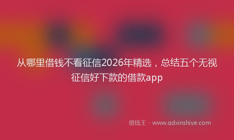 从哪里借钱不看征信2026年精选,总结五个无视征信好下款的借款app