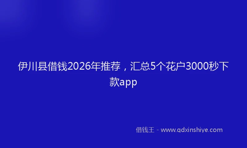 伊川县借钱2026年推荐，汇总5个花户3000秒下款app