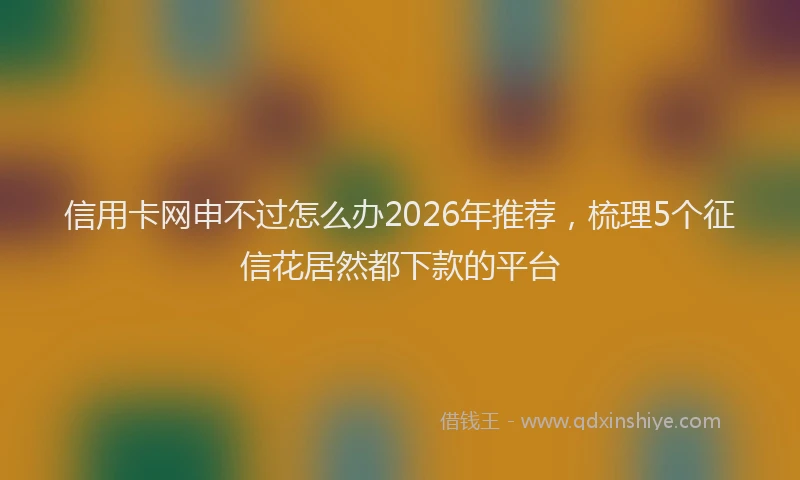 信用卡网申不过怎么办2026年推荐，梳理5个征信花居然都下款的平台