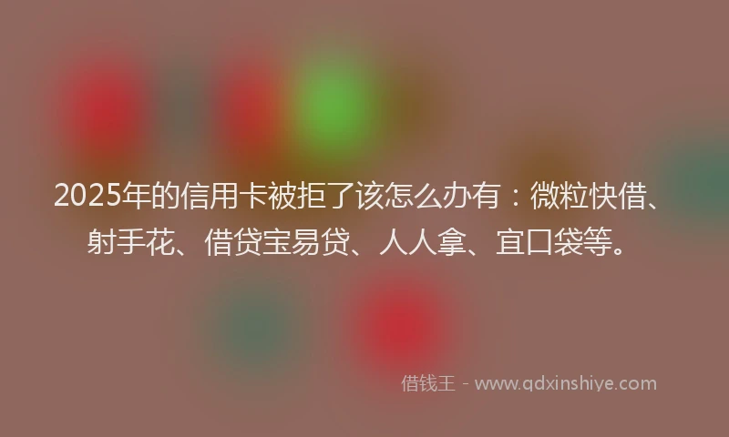 2025年的信用卡被拒了该怎么办有:微粒快借、射手花、借贷宝易贷、人人拿、宜口袋等。