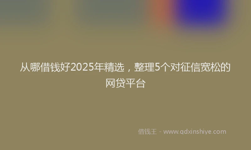 从哪借钱好2025年精选,整理5个对征信宽松的网贷平台