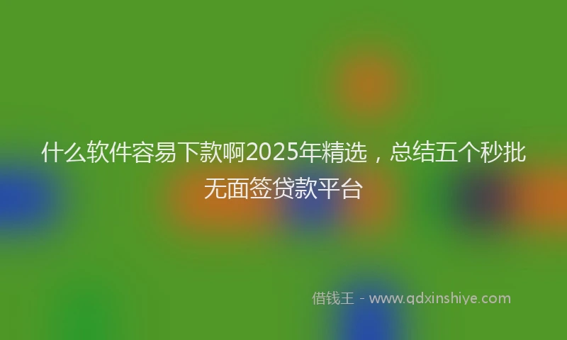 什么软件容易下款啊2025年精选，总结五个秒批无面签贷款平台