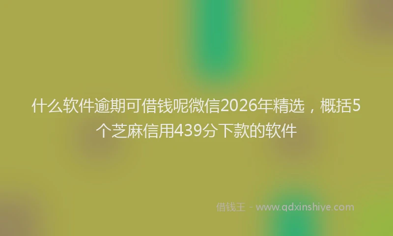 什么软件逾期可借钱呢微信2026年精选，概括5个芝麻信用439分下款的软件