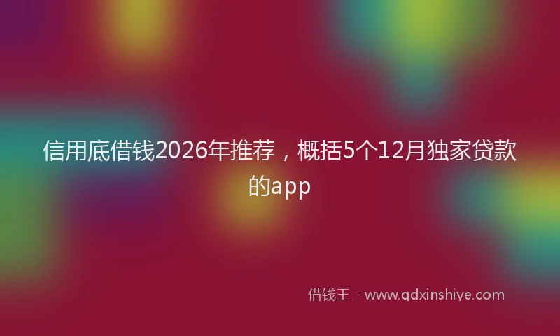 信用底借钱2026年推荐，概括5个12月独家贷款的app