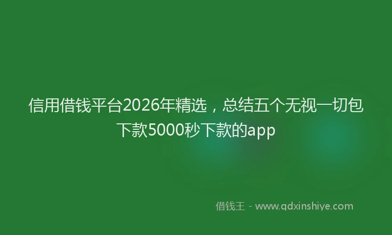 信用借钱平台2026年精选，总结五个无视一切包下款5000秒下款的app