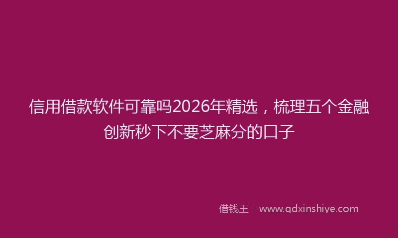 信用借款软件可靠吗2026年精选，梳理五个金融创新秒下不要芝麻分的口子