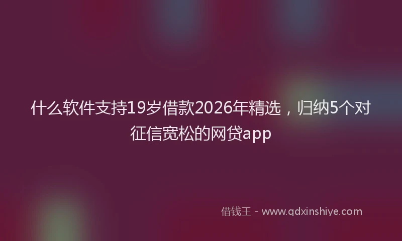 什么软件支持19岁借款2026年精选，归纳5个对征信宽松的网贷app