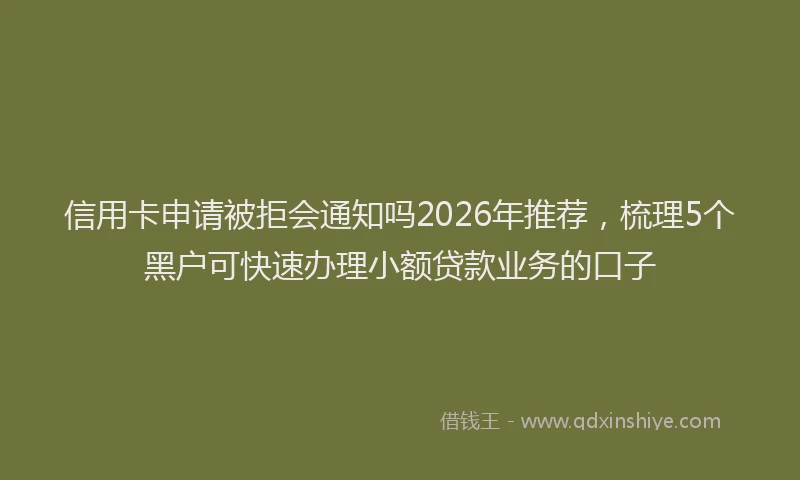 信用卡申请被拒会通知吗2026年推荐，梳理5个黑户可快速办理小额贷款业务的口子